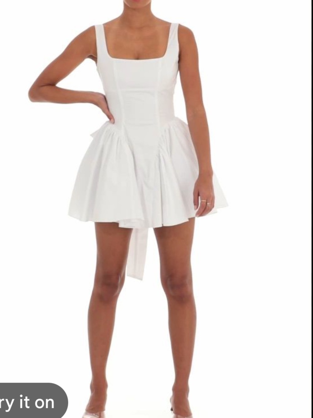 Lucy in the Sky White Square-Neck Fit-and-Flare Mini Dress